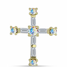  Kereszt Arannyal Bevont Ezüst Medál Jég Moissanite-tel és Fehér Cirkónnal, Y62541 medál