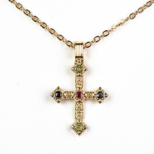  Kereszt Arany tónusú Emporia Ötvözetű Nyaklánc Burmai Rubinnal ( Nyaklánc+Medál ), LGP0320 nyaklánc