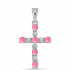  Kereszt Ezüst Medál Rózsaszínű Opállal és Fehér Topázzal, Y62437