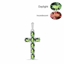  Kereszt Ezüst Medál Természetes Alexandrittal, Y61986 medál