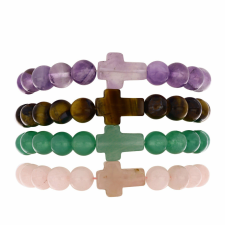  Kereszt Nugget Szett Marokkói Ametiszttel és Tigrisszem Drágakővel ( Karkötő ), Y60428 karkötő