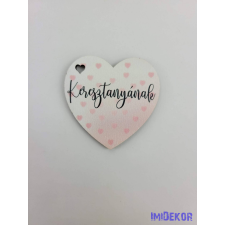 Keresztanyának szivecskés tábla 5,5x5,5cm - kis szív dekorációs kellék