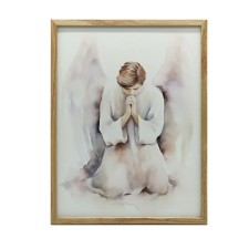  KERET FALI PLAKÁT ANGYAL IMÁJA SÖTÉTBARNA 70x100 CM grafika, keretezett kép