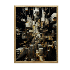 KERET FALI PLAKÁT ARANY LABYRINTH GLAMOUR 70x100 CM SÖTÉTBANA grafika, keretezett kép