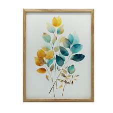  KERET FALI PLAKÁT ARANY LEVELEK Akvarell 50x70 CM grafika, keretezett kép