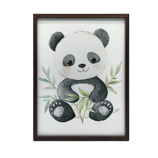 KERET FALI PLAKÁT ARNYOS PANDA LEVELEK KÖZÖTT 60x90 CM ARANY grafika, keretezett kép