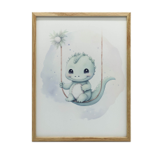 KERET FALI PLAKÁT DINASAURUS HINTÁN 30x40 CM ARANY grafika, keretezett kép