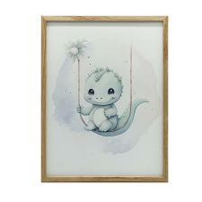 KERET FALI PLAKÁT DINOSZAURUS ARANY hintán 50x70 CM grafika, keretezett kép