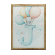 KERET FALI PLAKÁT ÉDES ELEFÁNT A J BETŰN 70x100 CM grafika, keretezett kép