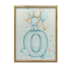 KERET FALI PLAKÁT ELEFÁNT O FELHŐBETŰBEN 30x40 CM grafika, keretezett kép