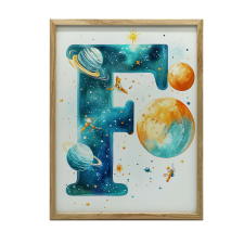KERET FALI PLAKÁT F BETŰ HELYBEN FEKETE 50X70 CM grafika, keretezett kép