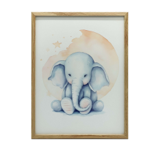 KERET FALI PLAKÁT FEKETE ÁLOM EGY ELEFÁNT A HOLD ALATT 50x70 CM grafika, keretezett kép