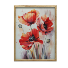  KERET FALI PLAKÁT FEKETE TAVASZI MÁK VIRÁGOK 30x40 CM grafika, keretezett kép