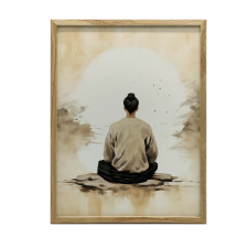 KERET FALI PLAKÁT FÉRFI MEDITÁLÓ, FEKETE 40x50 CM grafika, keretezett kép