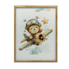 KERET FALI PLAKÁT FLYING BEAR PILOT 70x100 CM ALUMÍNIUM FEKETE grafika, keretezett kép