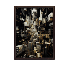 KERET FALI PLAKÁT GOLDEN LABYRINTH GLAMOUR 30x40 CM FEKETE grafika, keretezett kép