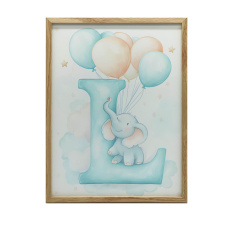  KERET FALI PLAKÁT I. LEVÉL Léggömbbel és elefánttal 50x70 CM grafika, keretezett kép