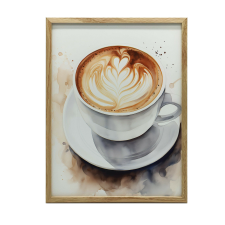 KERET FALI PLAKÁT KÁVÉ ELEGÁNS STÍLUSBAN 70x100 CM ARANY KERET grafika, keretezett kép