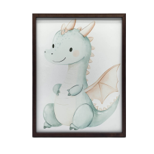 KERET FALI PLAKÁT KÉK DRAGON 30x40 CM FA FEHÉR grafika, keretezett kép