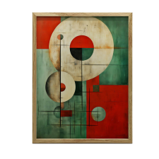 KERET FALI PLAKÁT KÖREK HARMÓNIÁJA SÖTÉTBARNA 50x70 CM grafika, keretezett kép