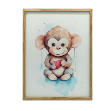 KERET FALI PLAKÁT MAJOM SZÍVEL GYERMEKEKNEK 70x100 CM grafika, keretezett kép