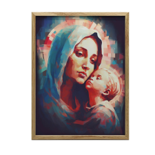 KERET FALI PLAKÁT MÁRIA JÉZUSBABÁVAL 50x70 CM grafika, keretezett kép
