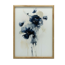 KERET FALI PLAKÁT SÖTÉTKÉK VIRÁGOK 40x50 CM grafika, keretezett kép
