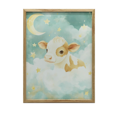 KERET FALI PLAKÁT TEHÉN FELHŐBEN 40x50 CM FEKETE KERET grafika, keretezett kép