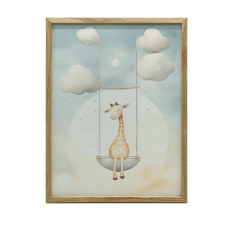  KERET FALI PLAKÁT ZSIRÁF HINTÁN SÖTÉTBARNA 50x70 CM grafika, keretezett kép