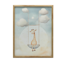  KERET FALI PLAKÁT ZSIRÁF HINTÁN SÖTÉTBARNA 50x70 CM grafika, keretezett kép