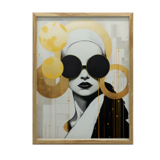  KERETES FALI PLAKÁT NŐ FEKETE SZEMVEGVEL 70x100 CM grafika, keretezett kép