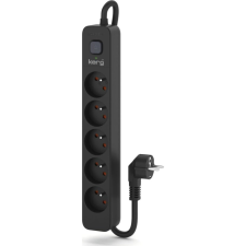 KERG M02518 Túlfeszültségvédő Elosztó 5 aljzatos 16A 5m - Fekete (M02518) hosszabbító, elosztó