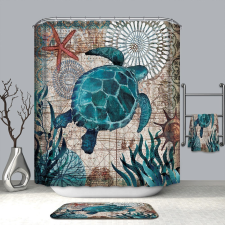 Kermix Textil zuhanyfüggöny 180x200 cm, teknős mintázattal, mosható és vasalható lakástextília