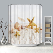 Kermix Textil zuhanyfüggöny 180x200 cm, tengeri csillagok mintázattal, mosható és vasalható lakástextília