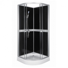 Kerra CLASSIC 80 BLACK hátfalas zuhanykabin tálcával, csapteleppel kád, zuhanykabin