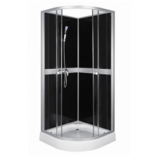 Kerra CLASSIC íves zuhanykabin fekete hátfallal, 80x80x209 cm-es méretben kád, zuhanykabin