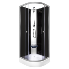 Kerra Evora Black 90 hátfalas zuhanykabin zuhanytálcával, 90x90x205 cm kád, zuhanykabin