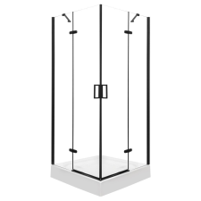 Kerra Flow Black szögletes nyílóajtós zuhanykabin 80 cm kád, zuhanykabin