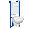 Kerra K-50 falba építhető WC tartály szett, kerámia wc-vel, fehér soft-close ülőkével, nyomógombbal