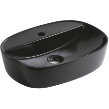 Kerra KR-860 kerámia design mosdó, ovális, 50,5x38x12 cm, matt fekete fürdőszoba kiegészítő