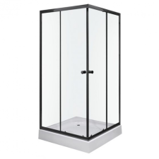 Kerra Olga SQ Black 80x80 cm szögletes zuhanykabin zuhanytálcával kád, zuhanykabin
