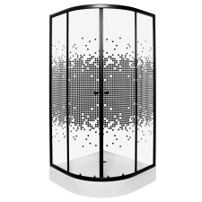 Kerra Pixel Black 90 íves zuhanykabin zuhanytálcával kád, zuhanykabin