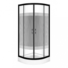 Kerra Xenia Duo Black 90x90 cm Íves zuhanykabin zuhanytálcával kád, zuhanykabin