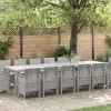  Kert étkező szett 15 pcs Világosszürke Polt rattan