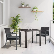  Kert étkező szett 3 pcs Fekete és Szürke PE Rattan kerti bútor