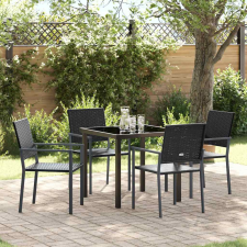 Kert étkező szett 5 pcs Fekete Poli rattan kerti bútor