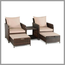  Kerti bútor szett – 2 fotel, 2 ottomán szék, dohányzóasztal, párnákkal RTS082 kerti bútor