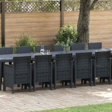  Kerti Étkező Szett 17 pcs Antracit 16 Fős Rattan / Fém kerti bútor