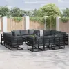  Kerti Kanapé Szett 12 pcs Fekete Fém