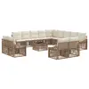  Kerti Kanapé Szett 14 pcs Bézs polirattan